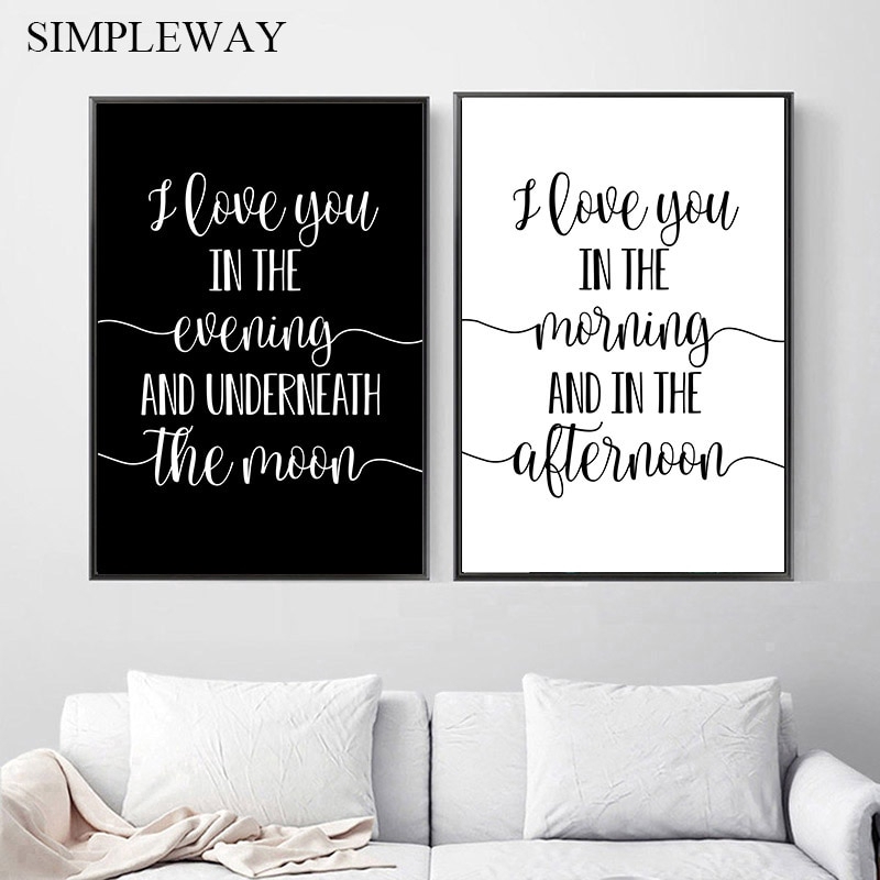 Romantic Love Quotes Couple Poster Black And White Print Nordic Simplicity Canvas Wall Art Picture Painting Modern Home Shopee Indonesia