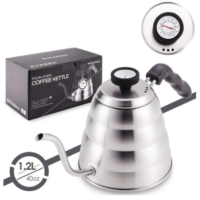 Teko Leher Angsa / Teko Peralatan Kopi, Teko Leher Angsa Thermometer / Coffee Pot With Thermo 1200ml