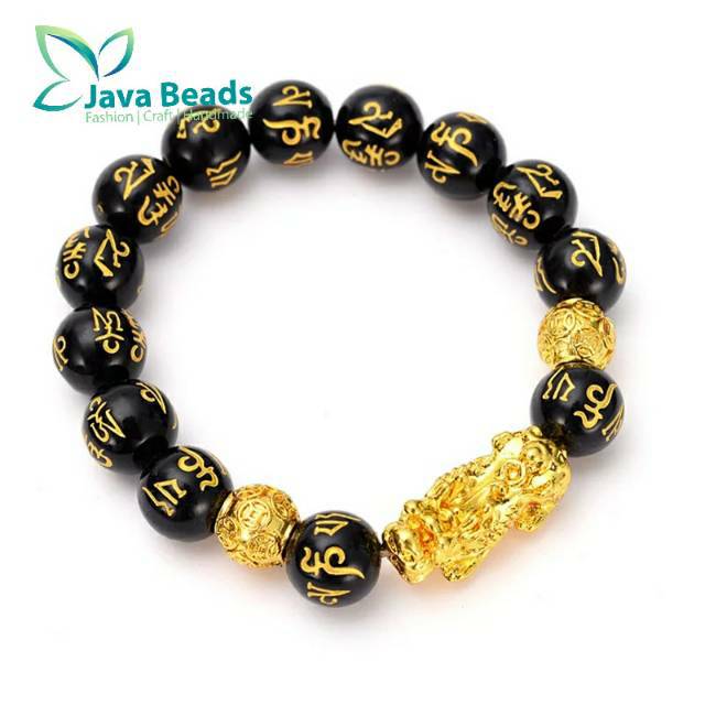 Gelang Batu Mantra Tibet Hitam