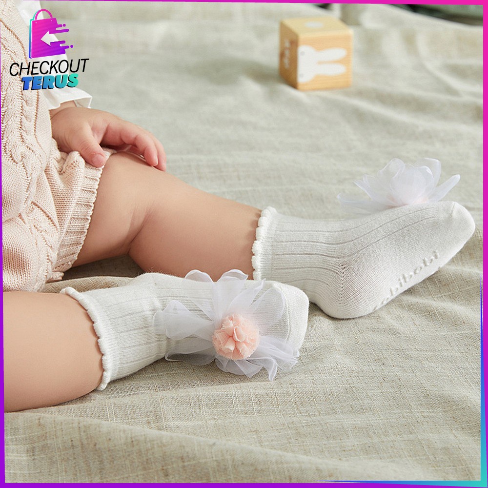 CT P218 Kaos Kaki Anak Bayi Perempuan Antislip Motif Bunga Kaus Kaki Baby Aksesoris Anak Fashion Baby