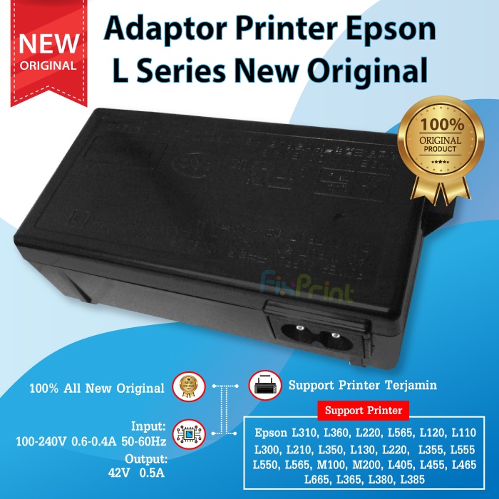 Adaptor Epson L110 L120 L121 L550 L565 Power Supply Printer L210 L220 L300 L310 L350 L360 Original