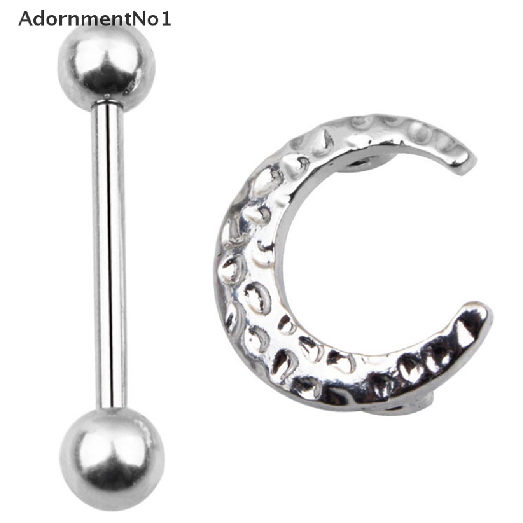 (AdornmentNo1) Anting Tindik Puting Bentuk Bulan Sabit Bahan Stainless Steel Untuk Wanita