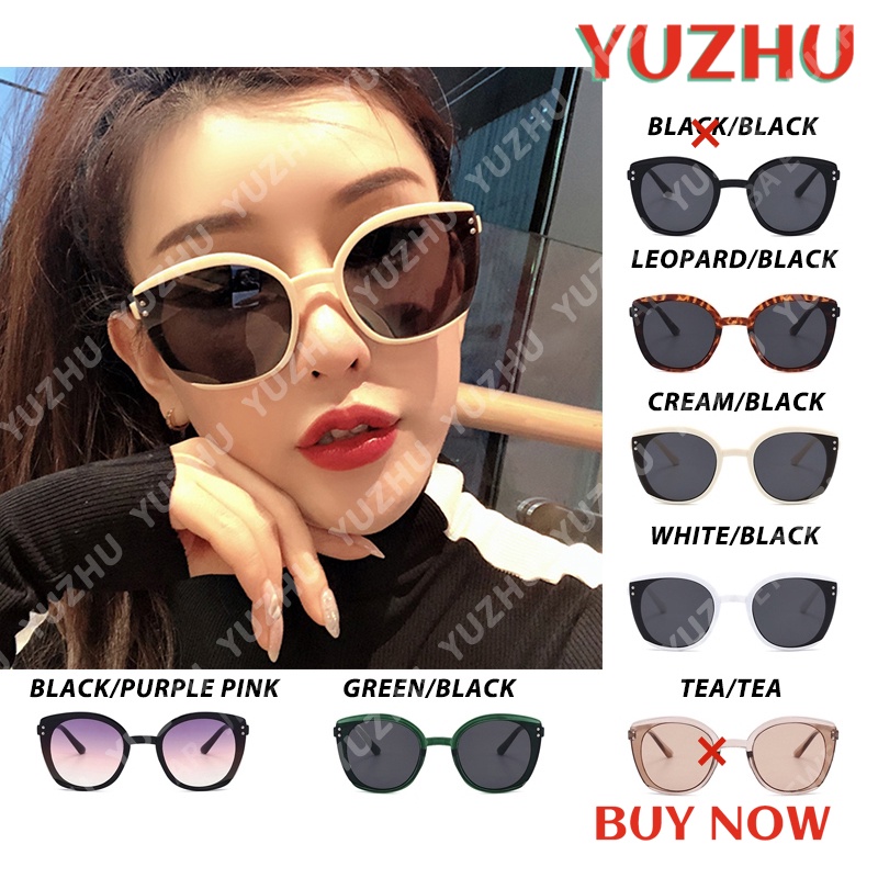 (YUZHU) Bayar di Tempat Korean Style Kacamata Hitam Bulat Mata Kucing Kacamata Hitam Women Anti UV400 Sunglasses