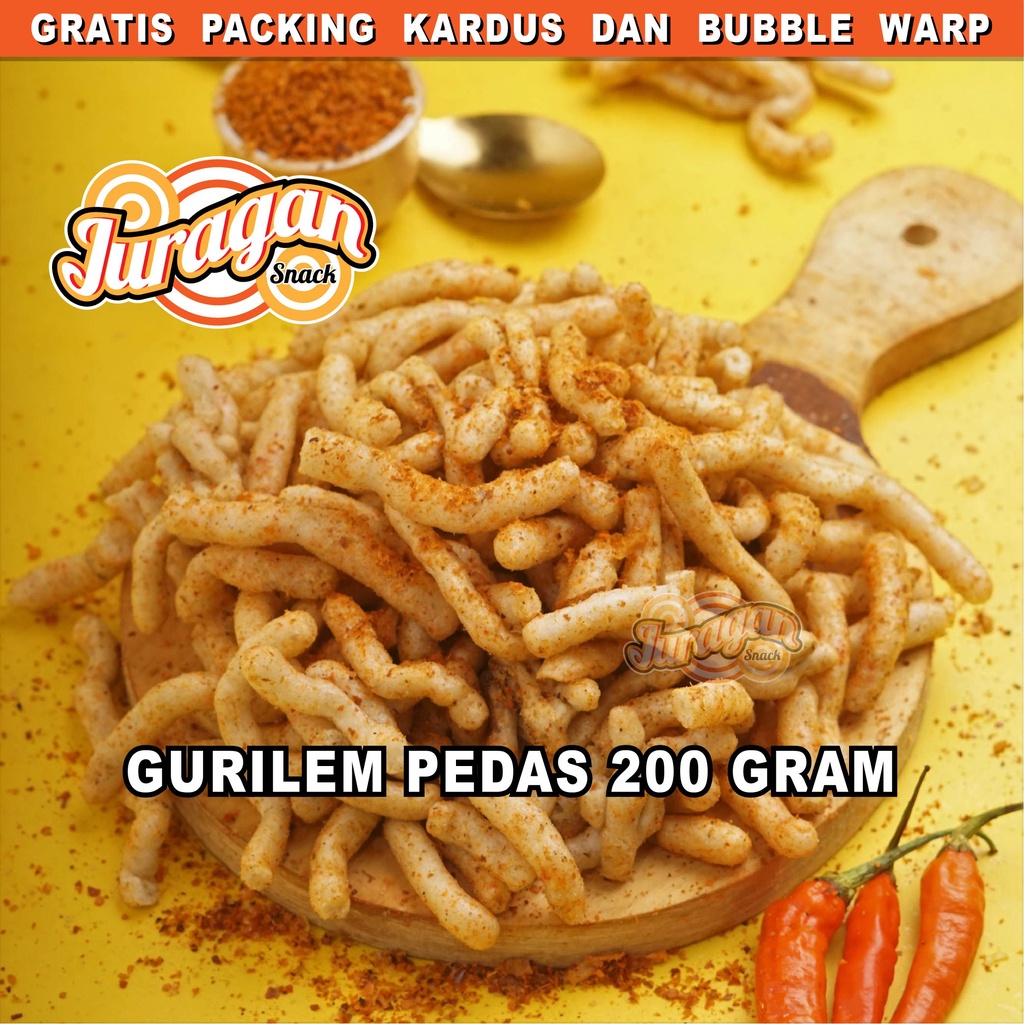 GURILEM EXTRA PEDAS 200 gram snack kiloan makanan ringan jajanan cemilan camilan pedas asin gurih murah