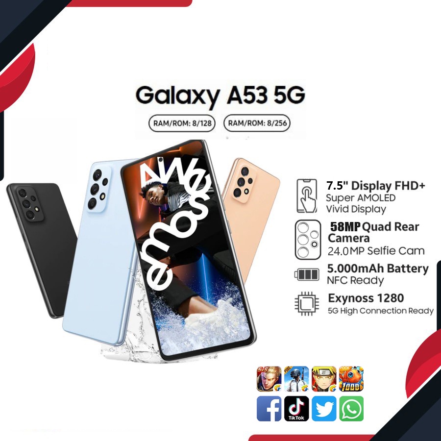 HP Galaxy A53 5G ram 8/256GB - 7.5&quot; HD+ IPS Premium Display HP Murah  Baru 4G/5G LTE Handphone Android