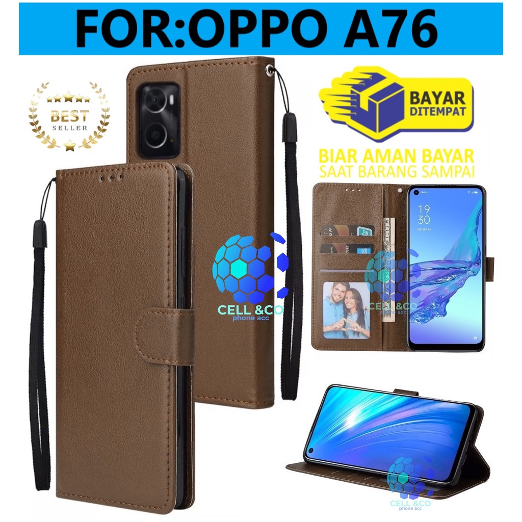 NEW OPPO A76 CASE FLIP LEATHER WALLET PREMIUM FLIP CASE BUKA TUTUP KESING HP CASING FLIP CASE WALLET OPPO A76