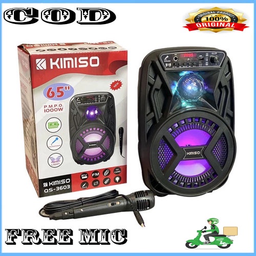 PAKET SPEAKER Kimiso QS-3603 Speaker Wireless Karaoke Mic 6,5inch Bluetooth QS3603 FUL BAS MANTAP