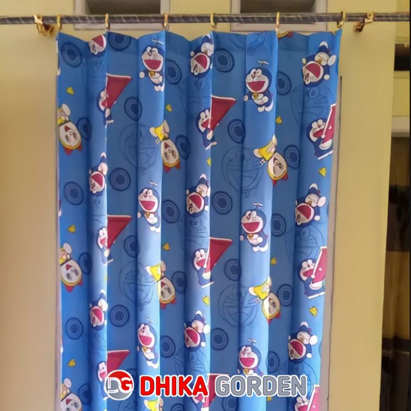 Gorden plisket Doraemon/tirai jendela/tirai pintu minimalis gorden karakter satin