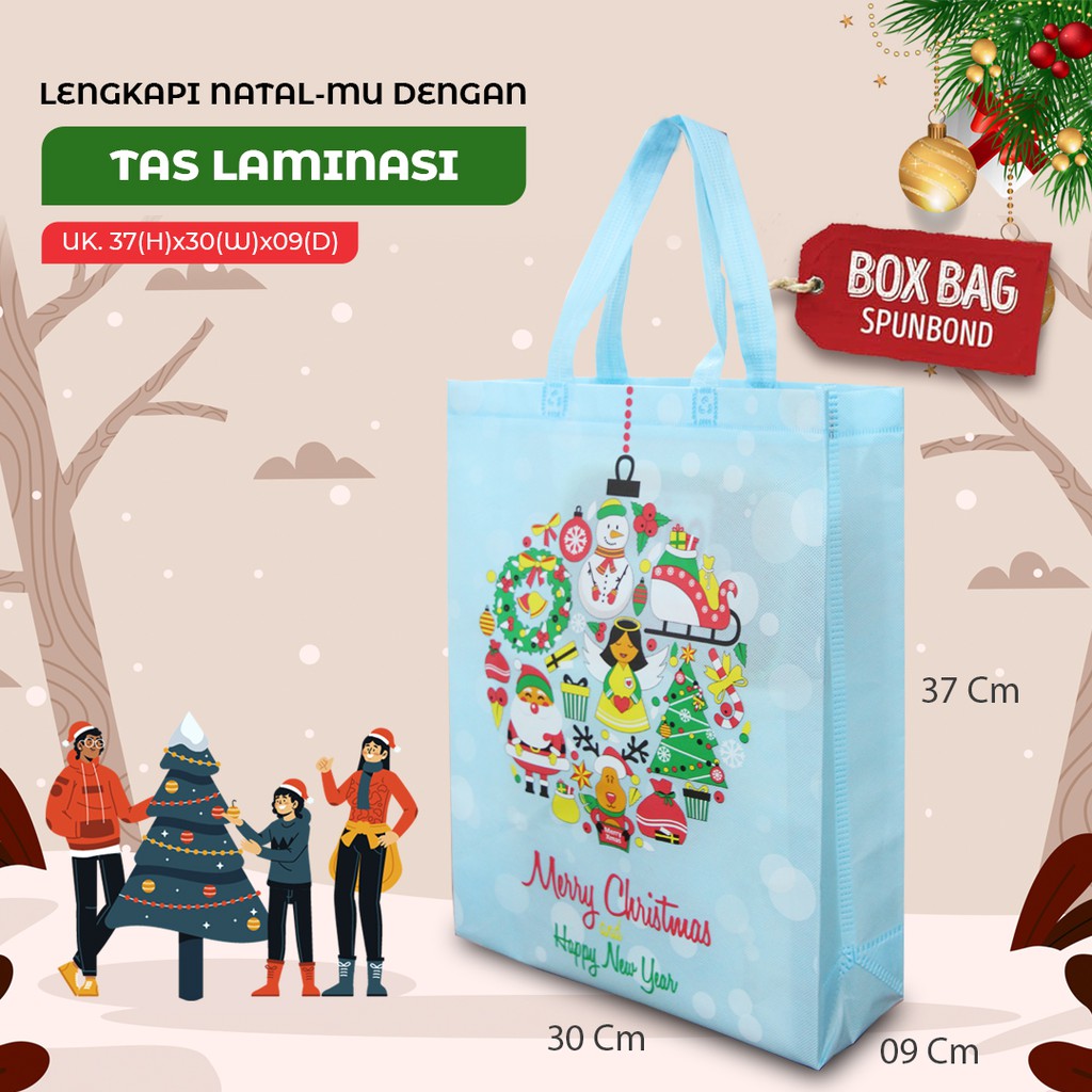 

[Cod] Tas Natal Goodie Bag Christmas Natal Laminasi 37x30x9