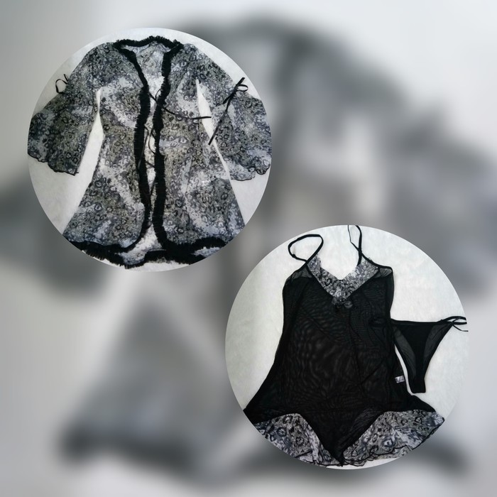 Lingerie pendek 3in1 Set 7804 ( kimono + linggerie + Cd G String )