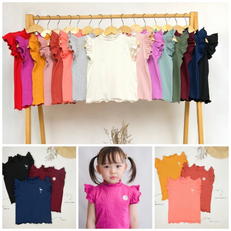 Rib top Flamingo / atasan anak perempuan lucu/ atasan anak perempuan 1-6 tahun