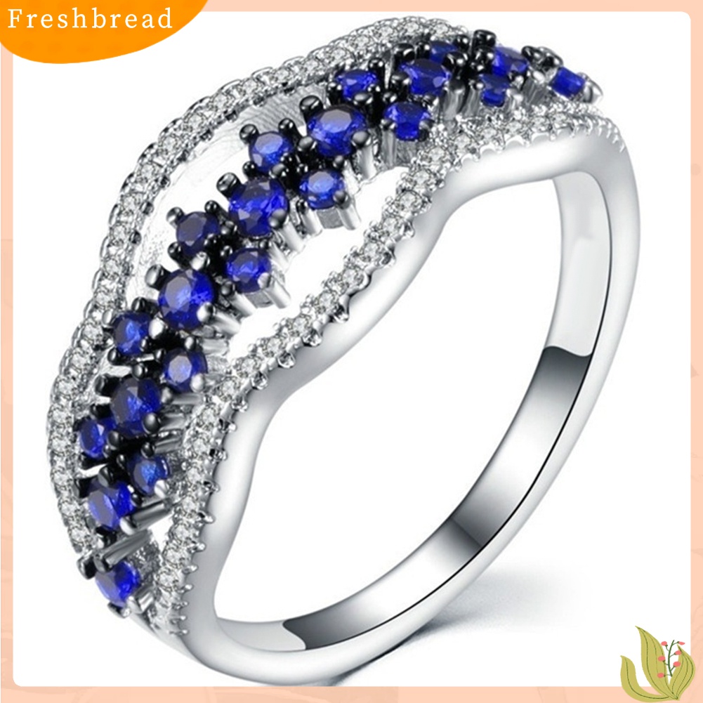 [TERLARIS]Women Faux Sapphire Inlaid Hollow Band Finger Ring Wedding Proposal Jewelry Gift