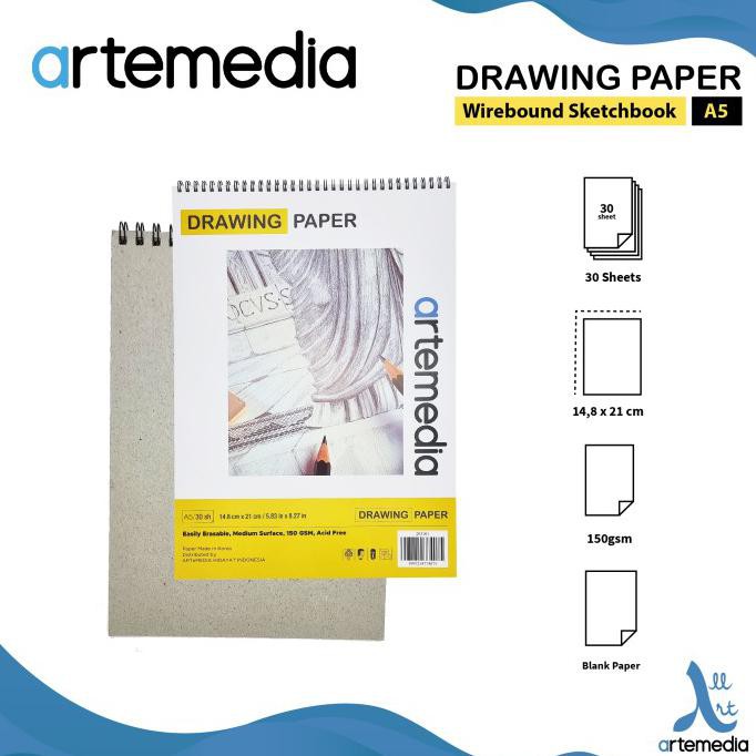 

Terlaris Buku Sketsa Artemedia Drawing Paper Book A5 Wire Bound Sketchbook Gilaa!!!