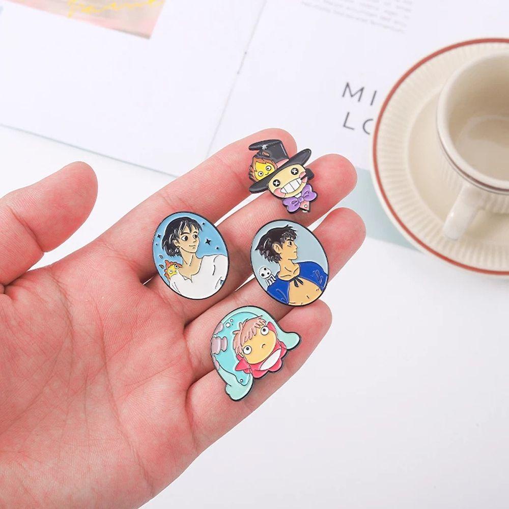 Mxbeauty Lapel Pin Perhiasan Ponyo Cosplay Jaket Pin Ransel Pakaian Dekorasi Decor Badge Lencana Pin Anime Badge