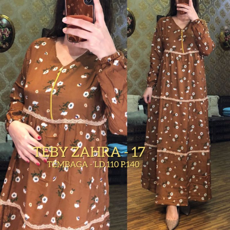 TEBY DASTER ARAB ZAHRA FLOWER RAINBOW SERIES RAYON VISCOSE ALL SIZE ORI-TEMBAGA 017