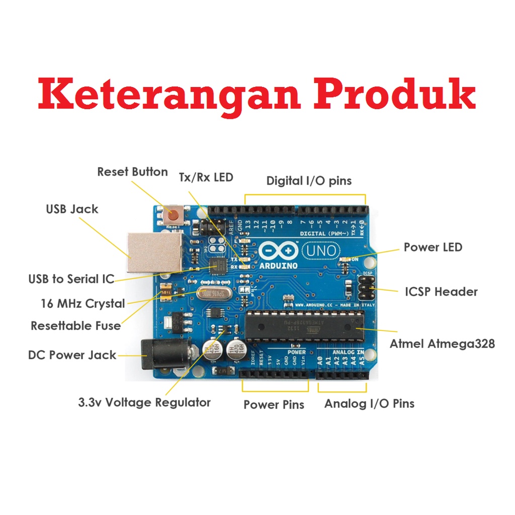 [HAEBOT] Paket Arduinoo Uno R3 DIP atmega16 atmega328p + Kabel 30cm Mikrokontroller Module Papan Clone AVR Board Controller