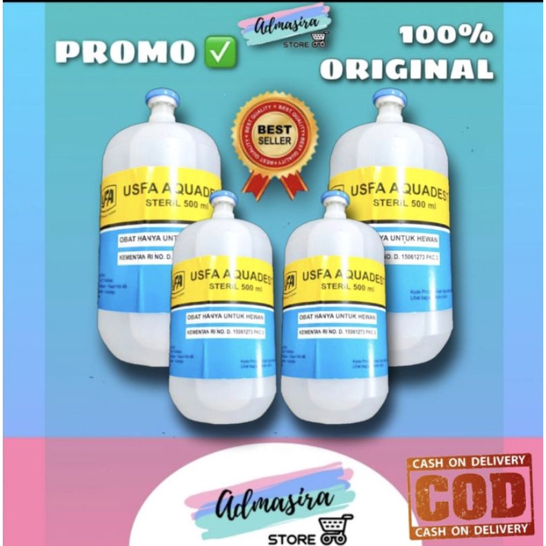USFA AQUADEST Steril 500 ml 300 ml pelarut obat hewan