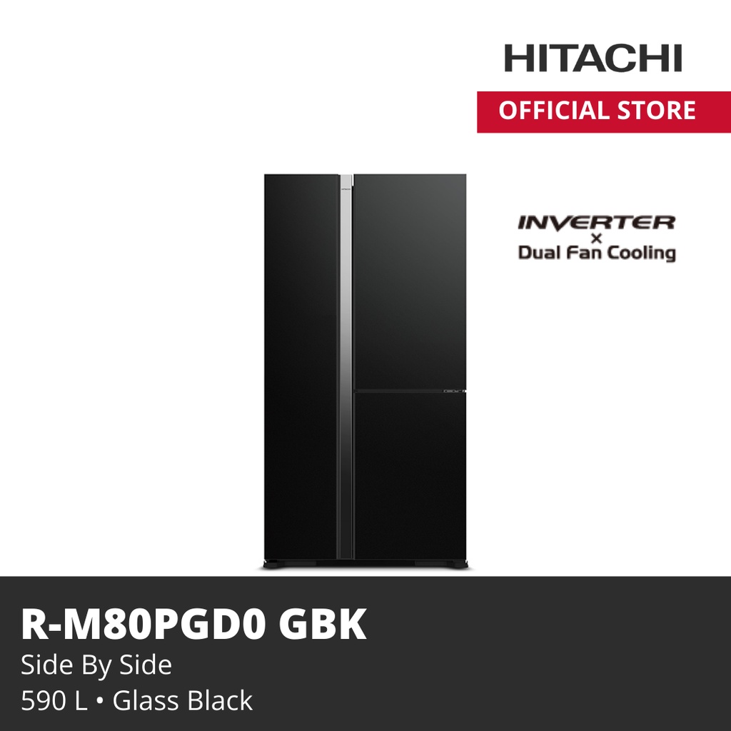 kulkas HITACHI R-M80PGD0-GBK SIDE BY SIDE STANDART 573L