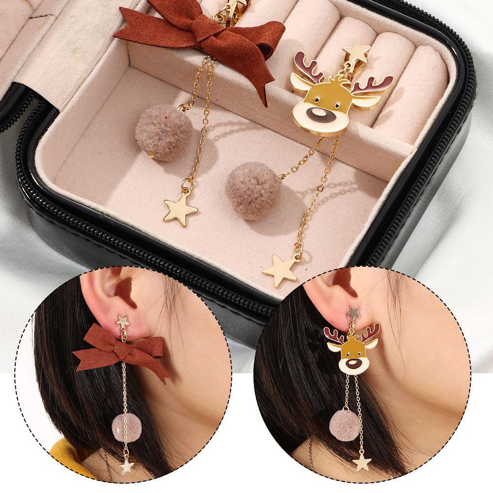 Lily Natal Elk Anting Perhiasan Fashion Xmas Kupu-Kupu Simpul Anting