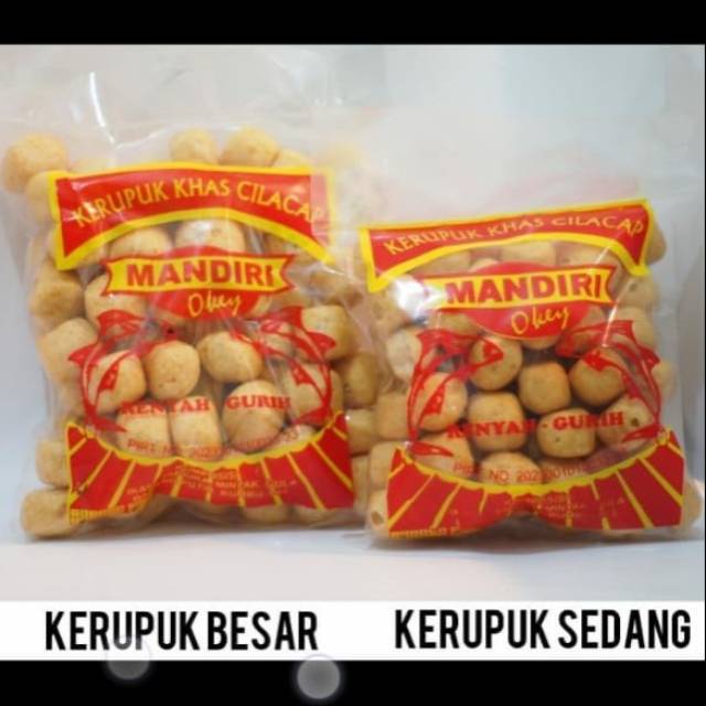 

KERUPUK TENGGIRI Cilacap Merk MANDIRI OKEY kemasan Sedang