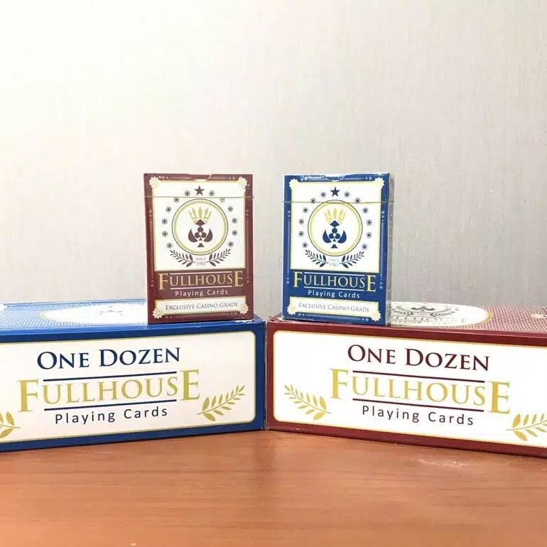 Kartu Fullhouse Merah Biru Kartu Remi Sulap Plastik Board Game Poker Blackjack Capsa Playing Card Fu