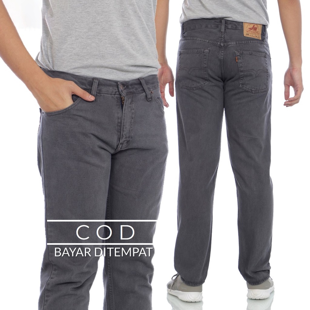 Jeans lea Pria Terbaru Lea 606 Berkualitas Model standart basic jins - Abu