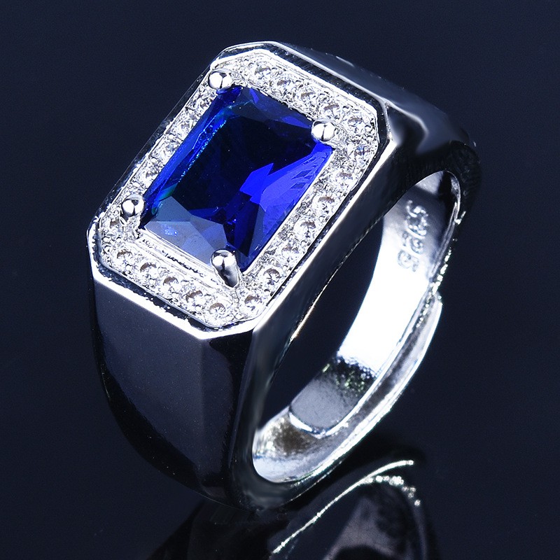 Cincin Sterling Silver 925 Dengan Emerald Sapphire Untuk Wanita