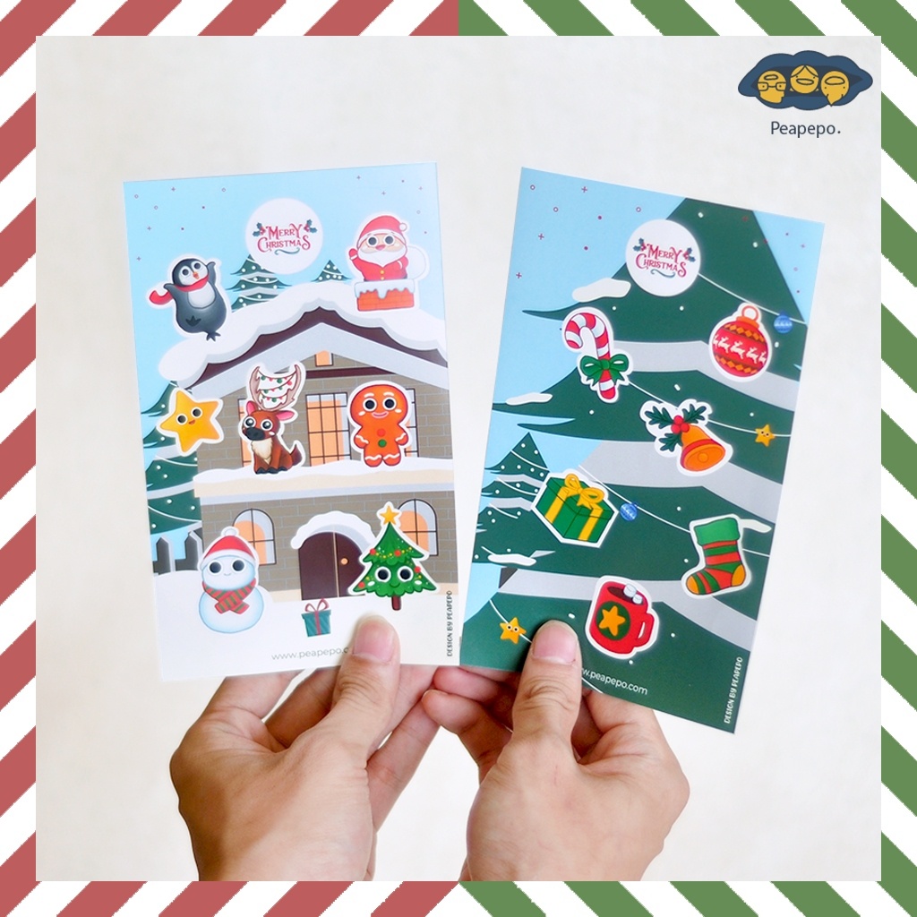 

Stiker Natal Sticker Lucu Aesthetic Christmas Set Pack Anti Air Cutting Doff