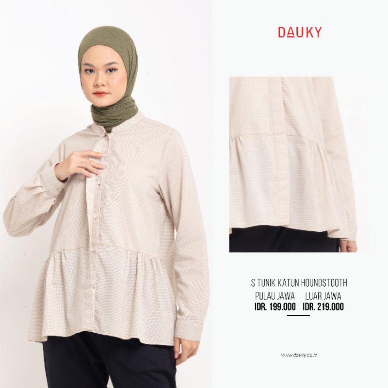 DAUKY HIJAB ATASAN TUNIK POLOS TERBARU S TUNIC HOUNDSTOOTH