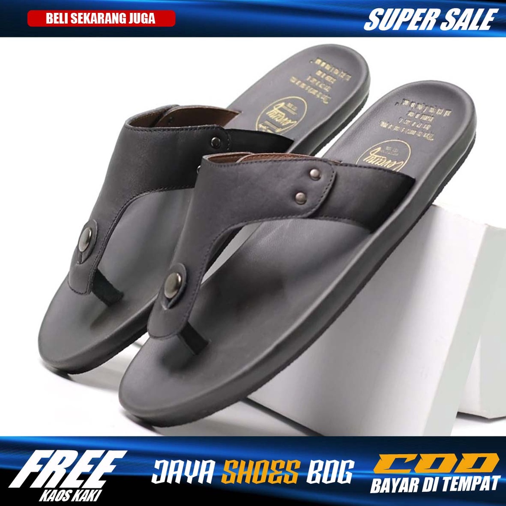 CLOVER|Sandal Kasual Kulit Pria Original Distro Murah Kekinian Model Jepit Terbaru Tidak Licin