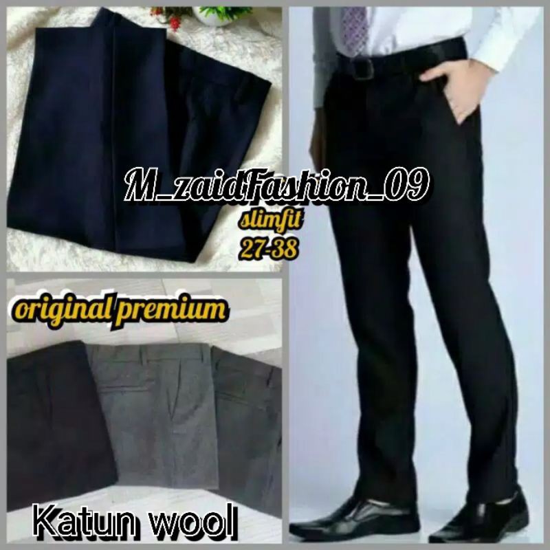 COD /CELANA BAHAN FORMAL/KANTORAN//SLIMFIT//KERJA PRIA/KATUN SEMI WOOL