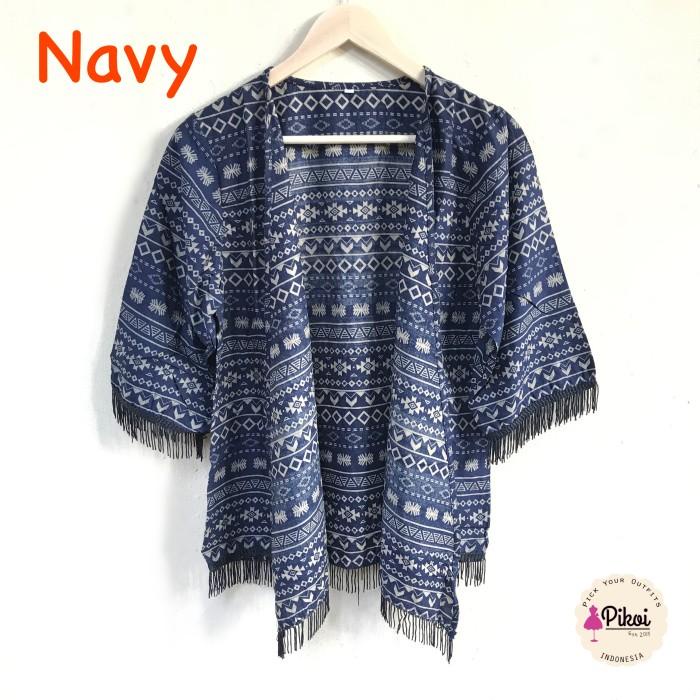 506 Cardigan Etnik Fringe / Cardi Rumbai Navy / Outer Batik / Outwear