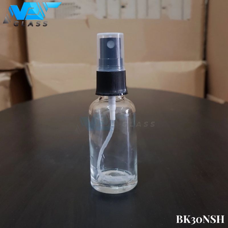 botol spray 30ml kaca bening tebal / botol serum kaca 30ml