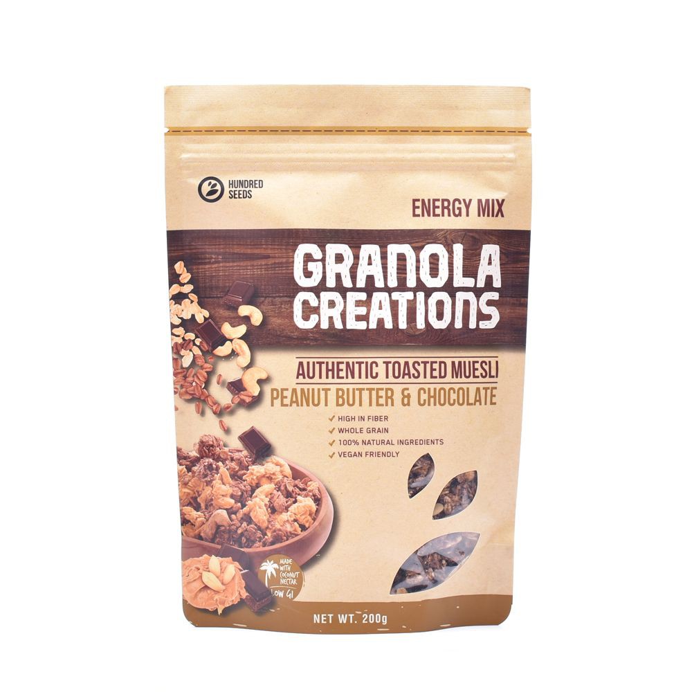 

HUNDRED SEEDS Granola Creations Peanut Butter & Chocolate 200gr - Snack Cokelat Sehat