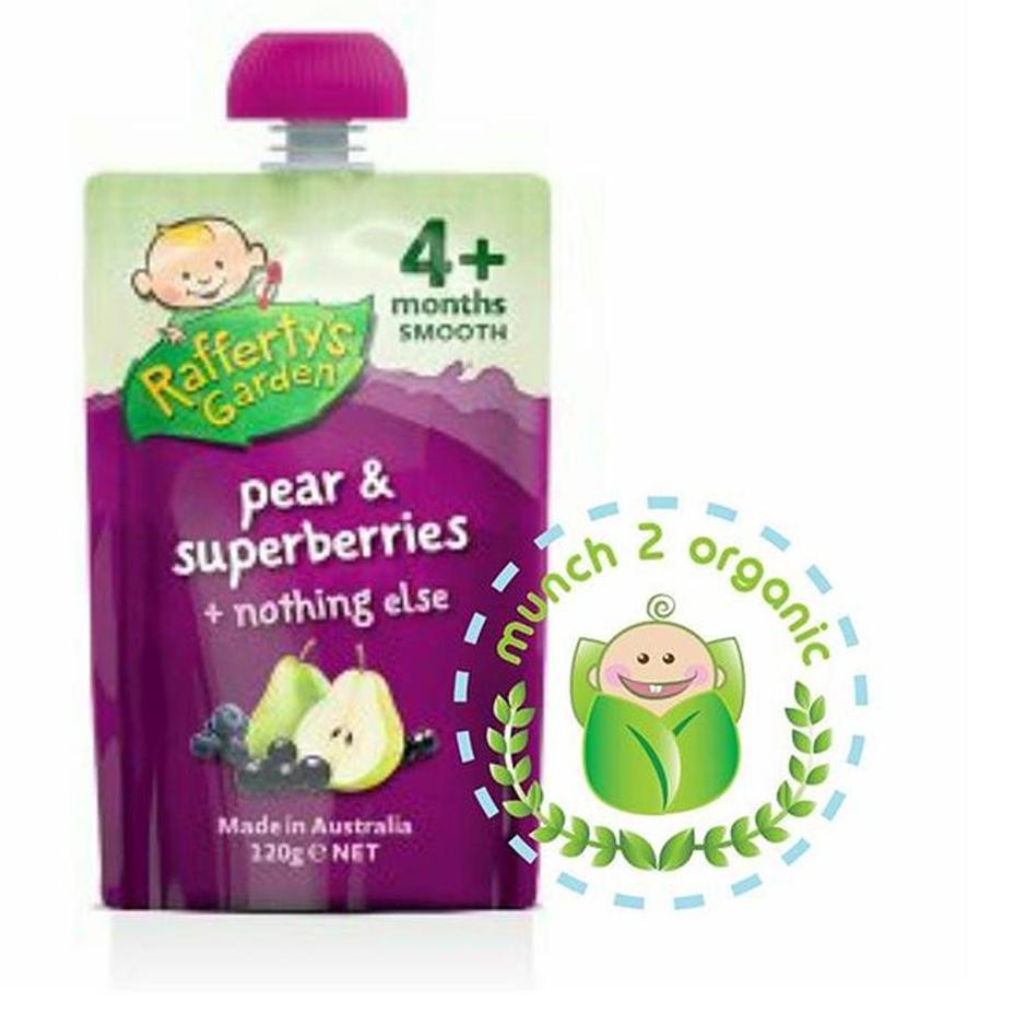 

Rafferty's Garden Pouch Foods 4+ Pear & Superberries 120g .,.,