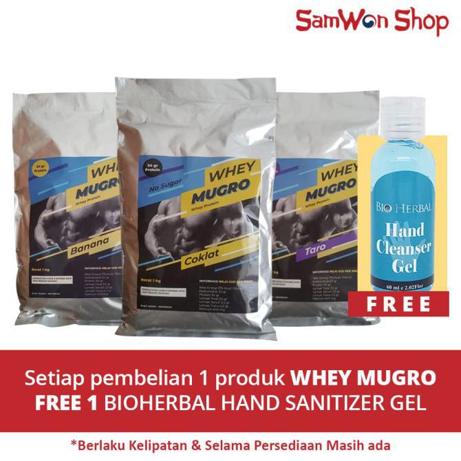 

[[BISA COD]] WHEY MUGRO SUSU BUBUK PROTEIN CONCENTRATE MILK POWDER 1KG RASA BANANA CUCI GUDANG Kode
