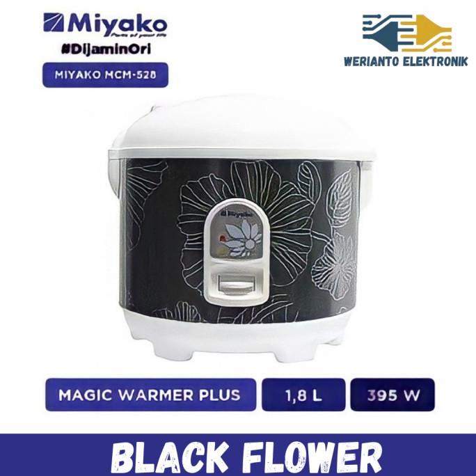 Buruan serbu] MIYAKO Rice Cooker MCM 528 Black Flower 1.8 L Anti Lengket