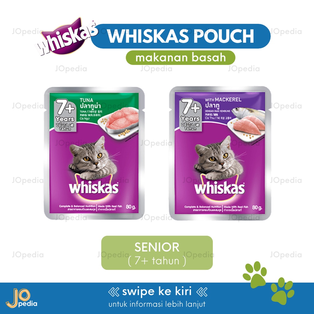 WHISKAS POUCH Makanan Basah Kucing Cat Wet Food Junior Adult Senior Kitten 80gr 80 gram