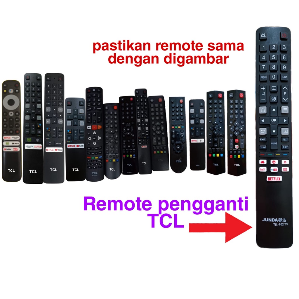 REMOTE MULTI UNIVERSAL JUNDA 701 COCOK DI TV LED TCL SMART TV ANDROID