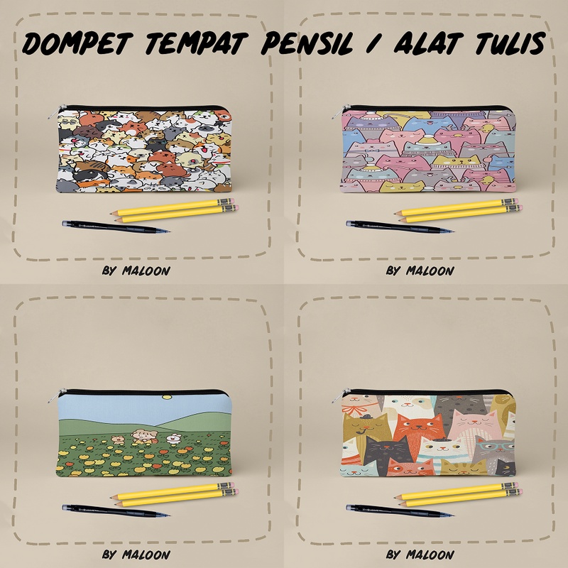 Dompet Tempat Pensil Alat Tulis alat makeup bahan Kanvas MOTIF LUCU 4