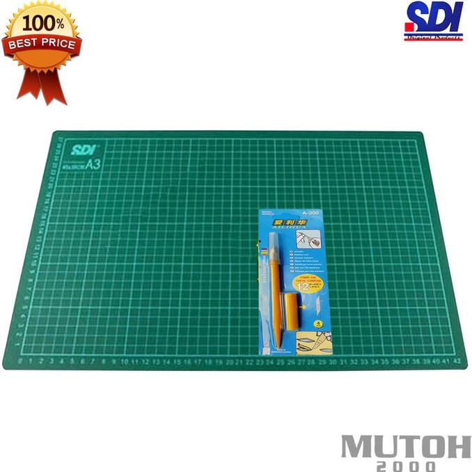 

Cutting Mat Sdi A3 + Cutter Pen High Quality 12 Refill (Like Olfa)