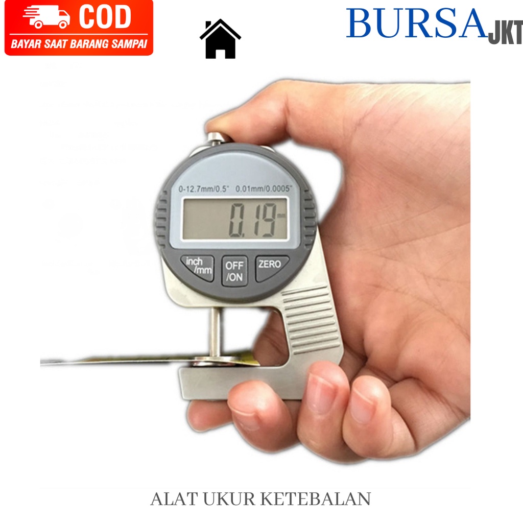 Digital Thickness Gauge 0-12.7mm alat ukur ketebalan kertas plat plastik besi logam