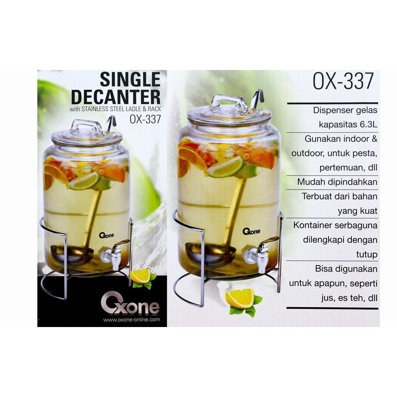 Single Decanter with Stainless Steel Ladge &amp; Rack Oxone OX-337