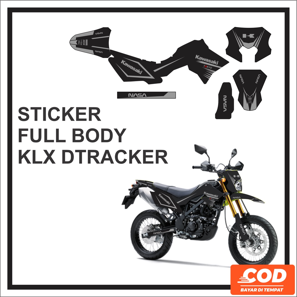 Stiker Decal Motor KAWASAKI DTRACKER Full Body Sticker D TRACKER Motif Garis Garis Abu Abu Hitam