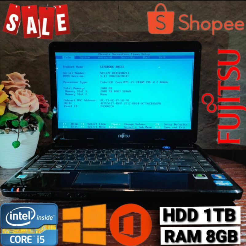 Laptop fujitsu core i5