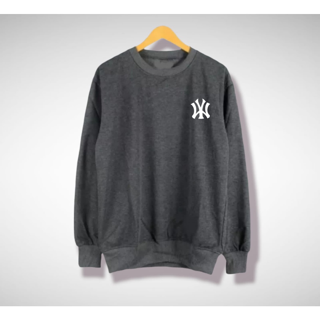 SWEATER CREWNECK BASIC LOGO NY OVERSIZE / JUMBO PRIA WANITA