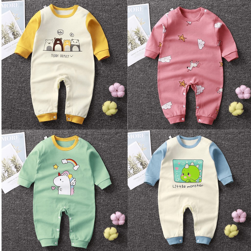 Jumper Bayi Newborn Unisex Import / Jumpsuit Anak Baru Lahir / Romper Baju Bayi import