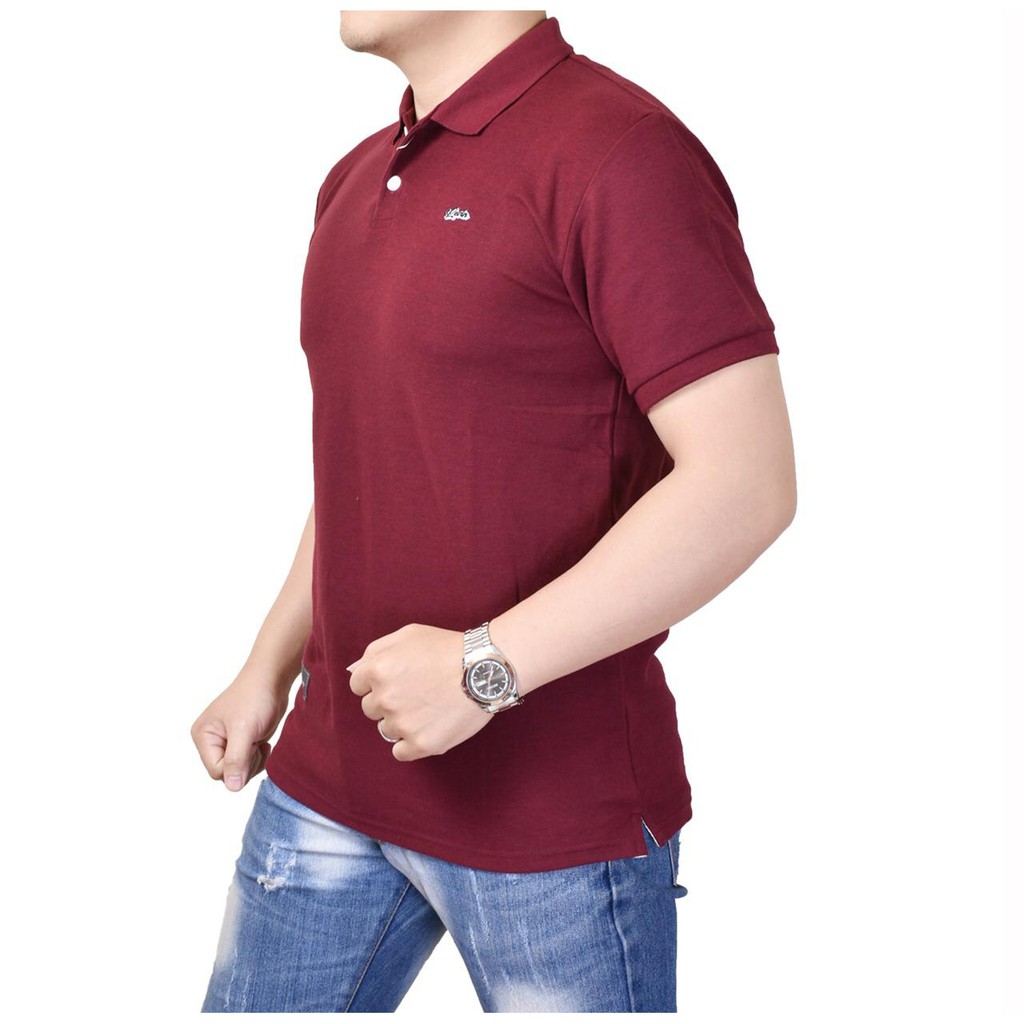 kaos kerah Maroon premium pria kaos polo shirt pria