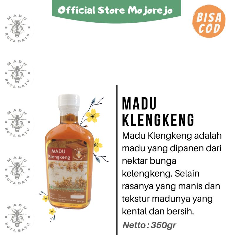 

Madu Murni Nektar Bunga Klengkeng Netto 350gr Botol kaca (Madu Kota Batu)