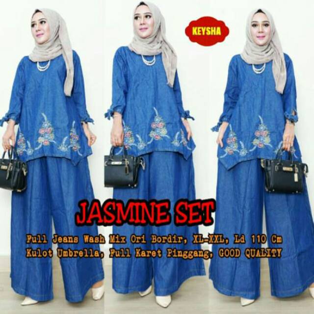 Jasmine Set Kulot Setelan Jeans Kulot